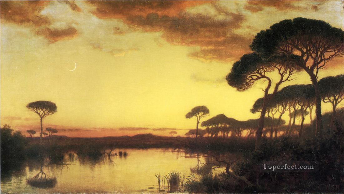 夕焼けの輝き ローマのカンパーニャの風景 ウィリアム・スタンレー・ハゼルティンの風景油絵